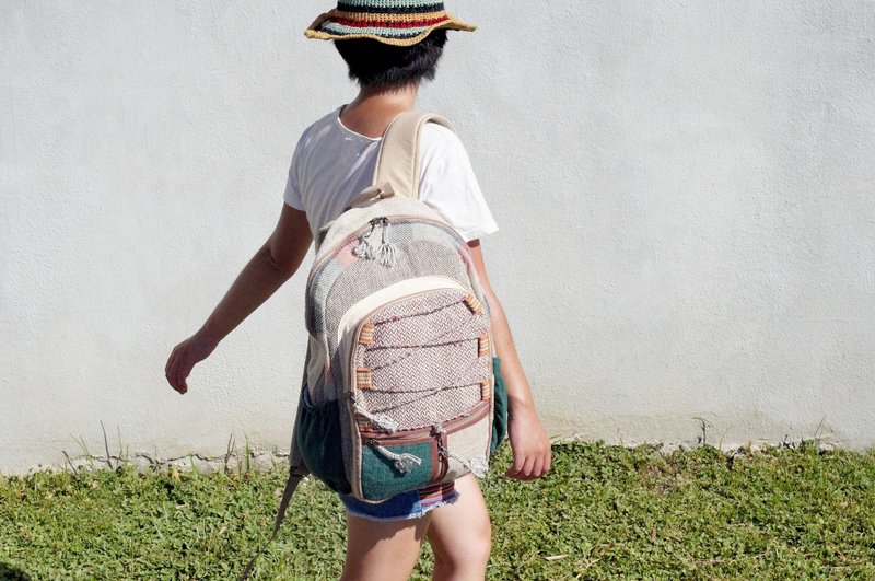 After a Valentine's Day limited edition hand-stitching design cotton backpack / shoulder bag / ethnic mountaineering bag / Patchwork bag - backpack after color Forest Peoples - Backpacks - Cotton & Hemp Multicolor