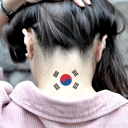 OhMyTat OhMyTat 韓國國旗 Korean Flag 刺青圖案紋身貼紙 (2 張)