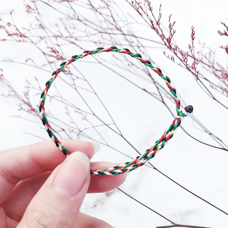 [Hand-knitted Wax rope] five-color thread | Bao Ping Ping Wax Rope Bracelet suitable for all ages | Senior girls - สร้อยข้อมือ - วัสดุอื่นๆ หลากหลายสี