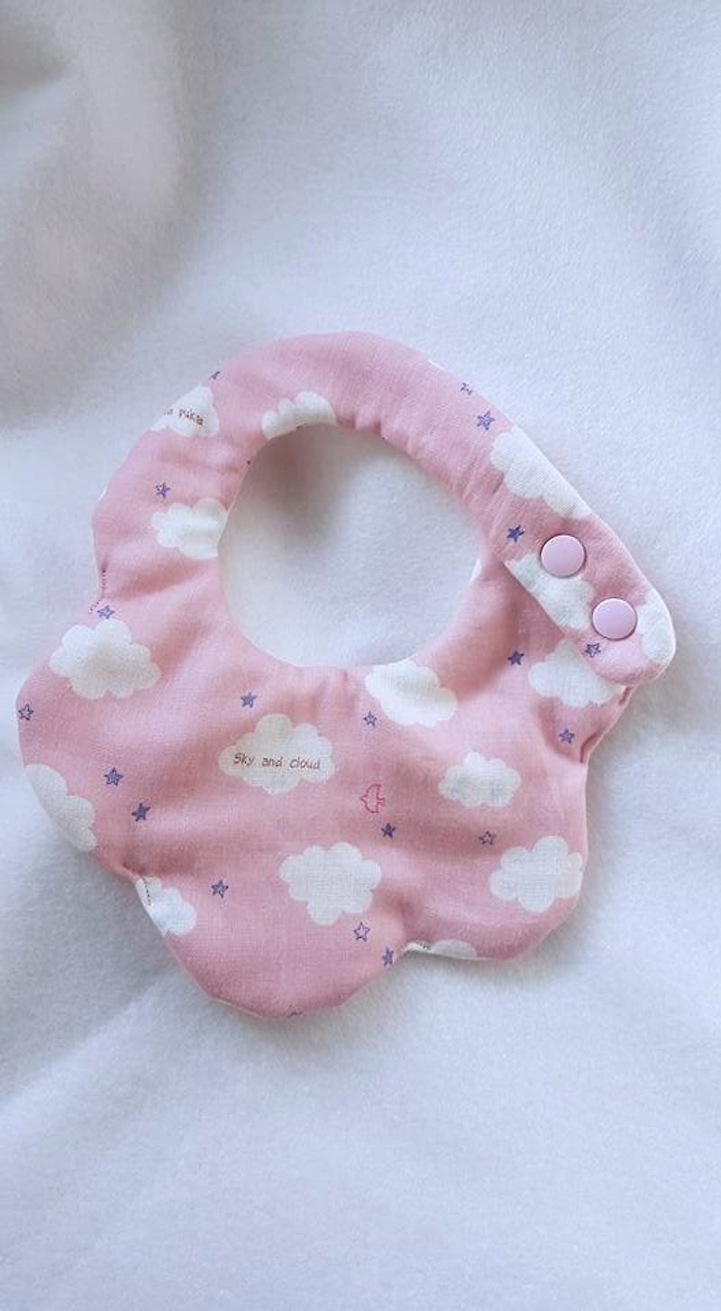 雲朵-粉紅-八層紗造型圍兜口水巾 - 圍兜/口水巾 - 棉．麻 粉紅色