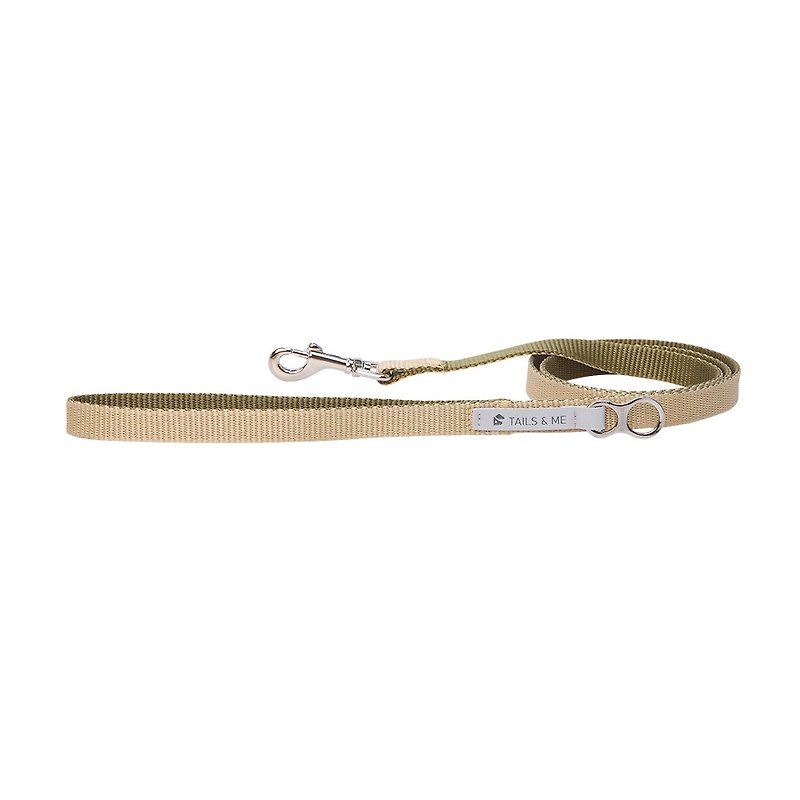 [Tail and me] Classic nylon belt leash khaki / green L - ปลอกคอ - ไนลอน 