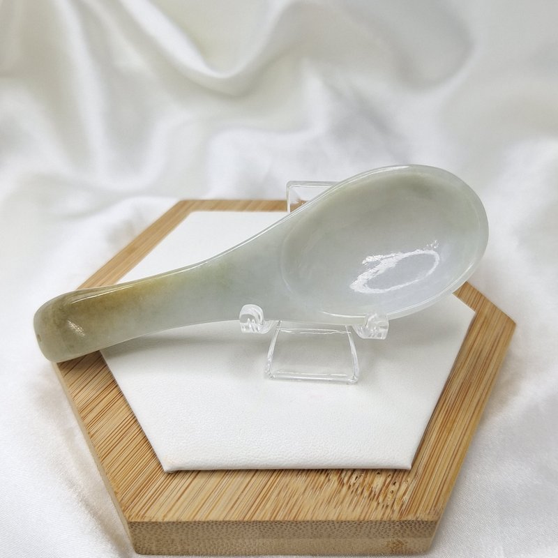 天然黃翡 玉湯匙 掛件 擺件 | 天然緬甸玉A貨翡翠 - 擺飾/家飾品 - 玉石 