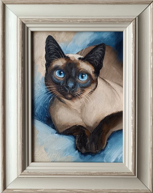 シャム猫　アート　絵画　極美品 500x0.jpg