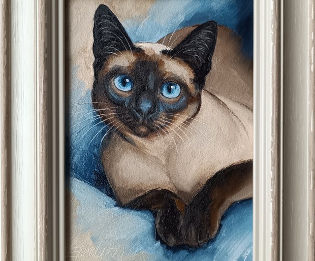 猫の手描き絵画 シャム猫 猫の手描き絵画 シャム猫 - メルカリ