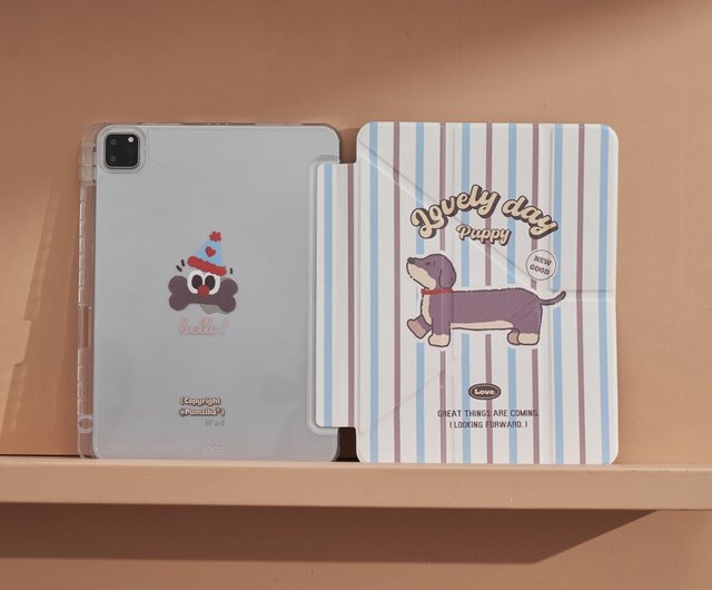 ストライプダックスフント iPad ケース タブレット保護ケース