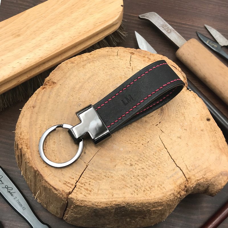 【Key Ring】Black Pueblo | Everyday Carry | Handmade Leather in Hong Kong - Keychains - Genuine Leather Black
