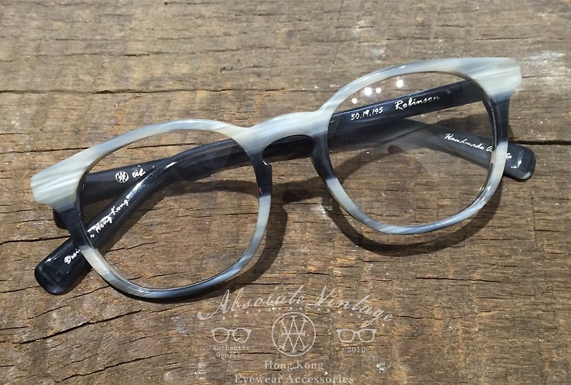 Absolute Vintage-Robinson Road (Robinson Road) Pear-shaped plate young frame glasses-Black& White - กรอบแว่นตา - พลาสติก 