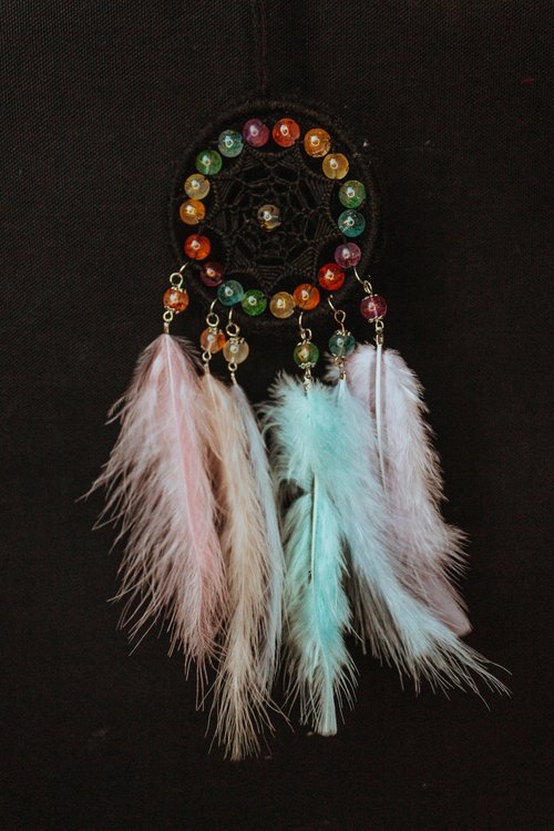 Mr.SkullyPop 純手工捕夢網 Handmade Dreamcatcher-【粉彩星星(黑)】