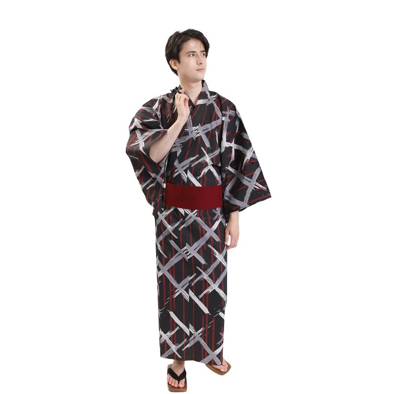 日本 和服 男 綿 浴衣 腰封 2 件 套組 L Z35-f3 yukata - 其他 - 棉．麻 藍色