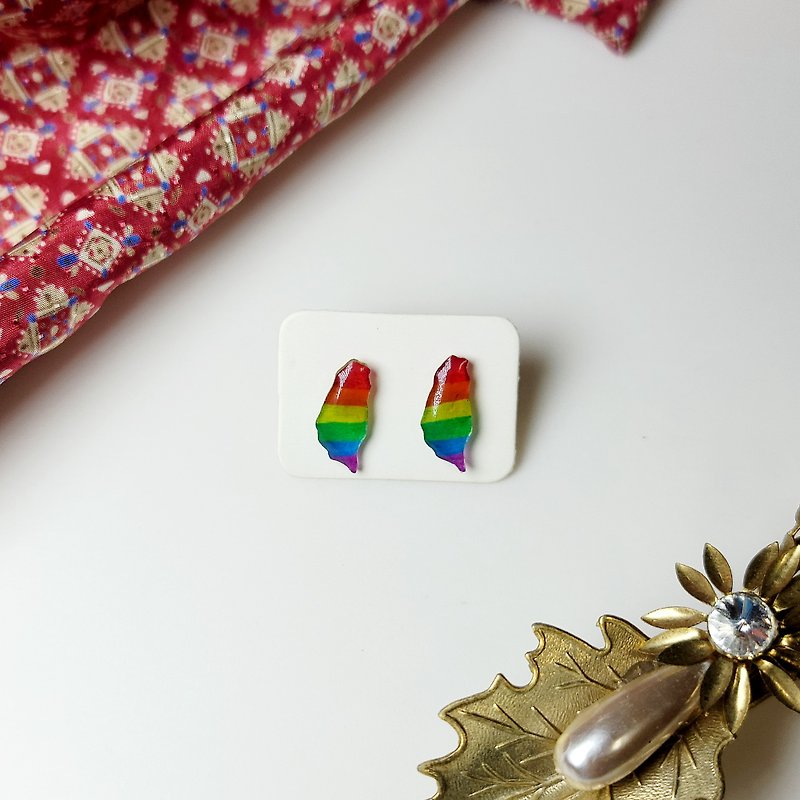 Formosa, Rainbow, Taiwan Handmade Hand Painted Earrings - ต่างหู - สแตนเลส หลากหลายสี