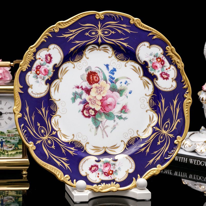 稀有手繪英國製Wedgwood Coalport 花開絢麗藝術骨瓷盤歐式掛盤 - 壁貼/牆壁裝飾 - 瓷 