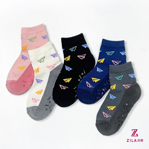 ZILA SOCKS | 台灣織襪設計品牌 毛巾氣墊底防滑童襪-紙飛機款