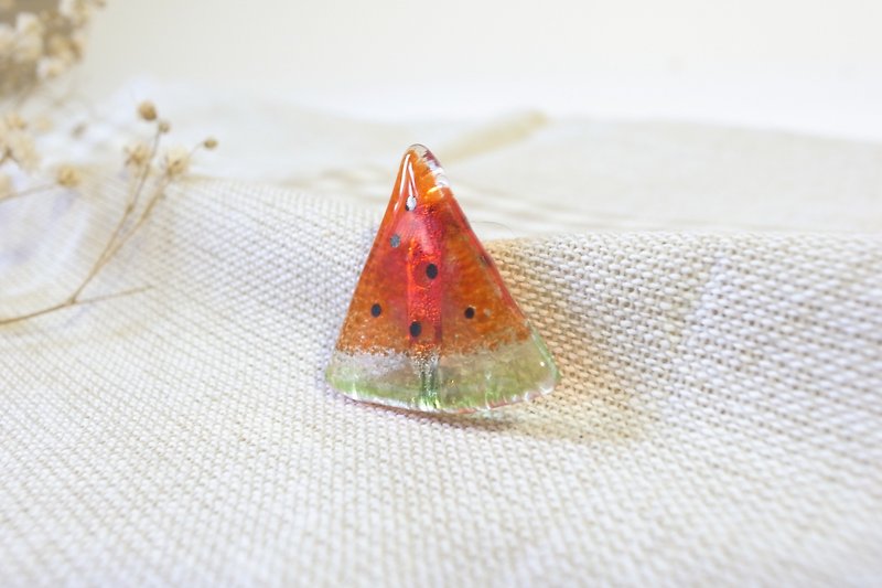Highlight Also - Glass Watermelon Brooch / Pin - Brooches - Glass Red