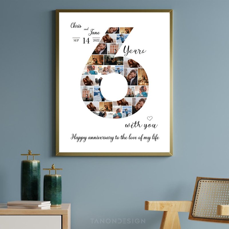 0-9 Number Photo collage Editable Canva Template, Anniversary Gift, Brthday Gift - 圖文模板設計 - 其他材質 