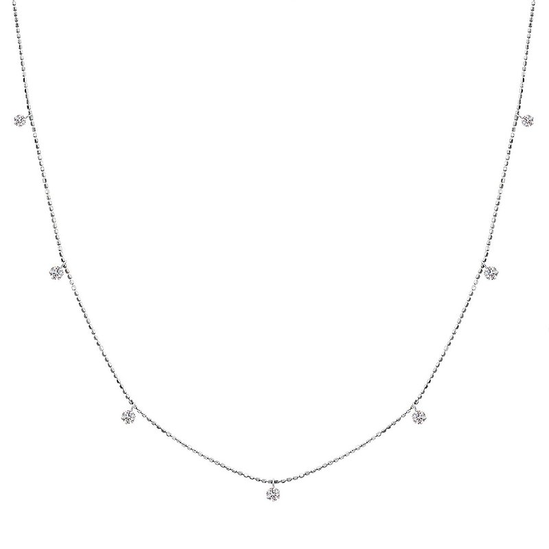 0.30cts Natural Diamond with 18K White Gold Necklace*Made in Japan* - Necklaces - Diamond Silver