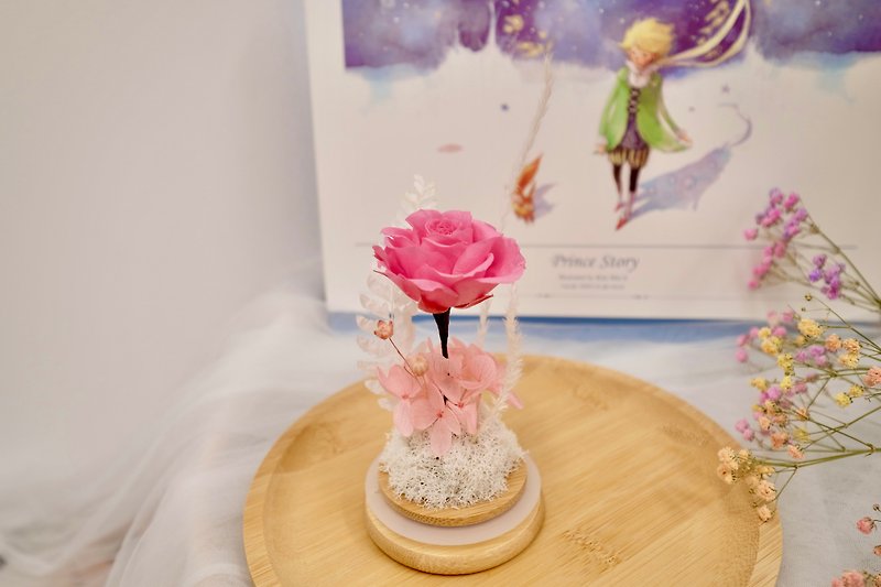 シングル プリザーブド ローズ ガラス瓶 プリンセスピンク- Ortensia Florist - ドライフラワー・ブーケ - 寄せ植え・花 ピンク