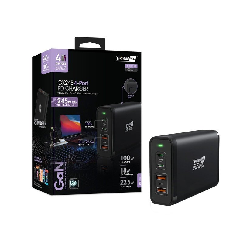 XPower GX245 245W PD GAN 4輸出智能充電器 - 手機配件 - 其他金屬 黑色