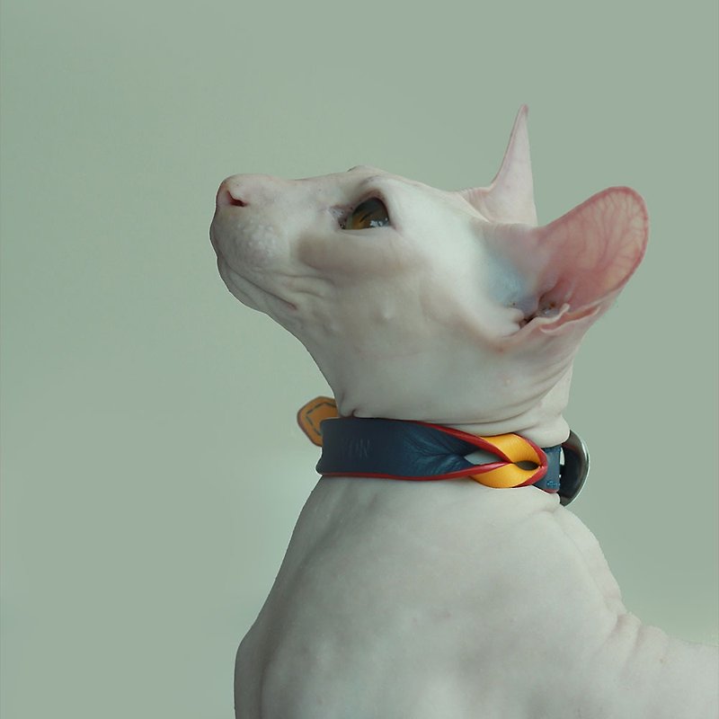 Pet collar-ปลอกคอสัตว์เลี้ยงทวิตส์ (บาง) หนังนิ่มแท้ สลักชื่อฟรี | Sniff - ปลอกคอ - หนังแท้ สีน้ำเงิน