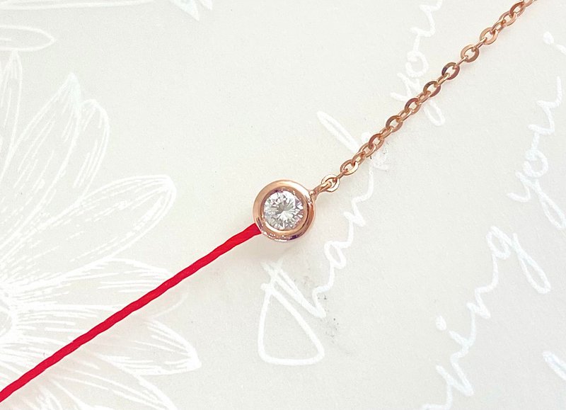 Meet the most beautiful self ~ Elegant lucky red rope K gold natural diamond bracelet - สร้อยข้อมือ - โรสโกลด์ สีทอง