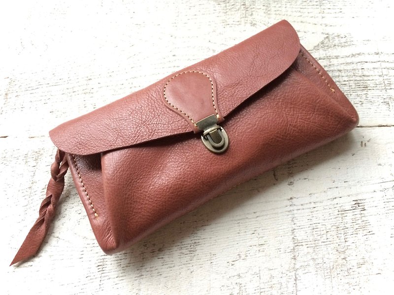 Genuine leather wallet "series-envelope" cinnamon - Wallets - Genuine Leather Pink