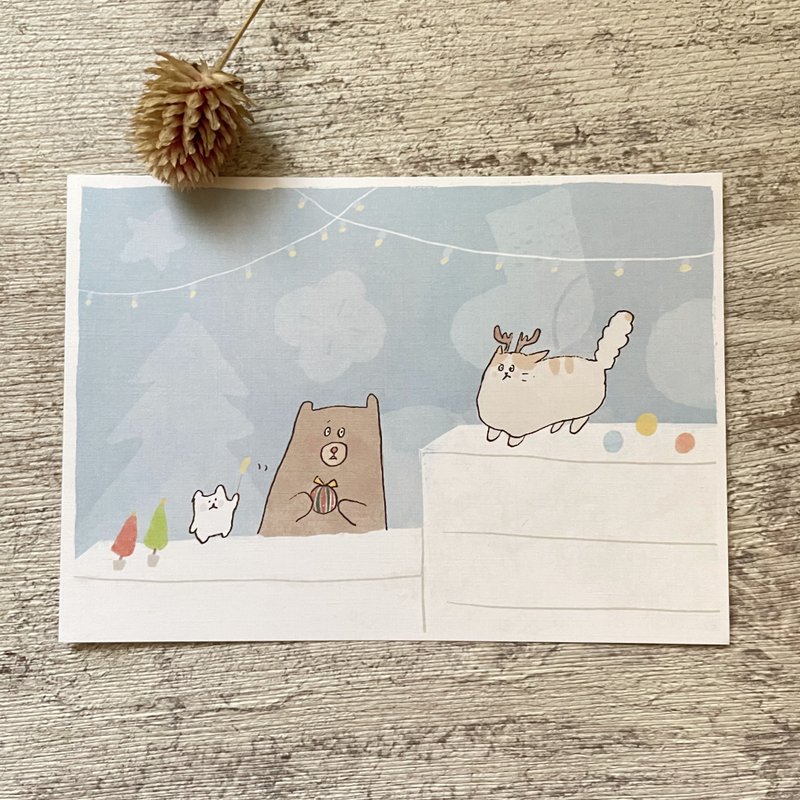 貓奴熊熊-聖誕明信片 - 卡片/明信片 - 紙 多色