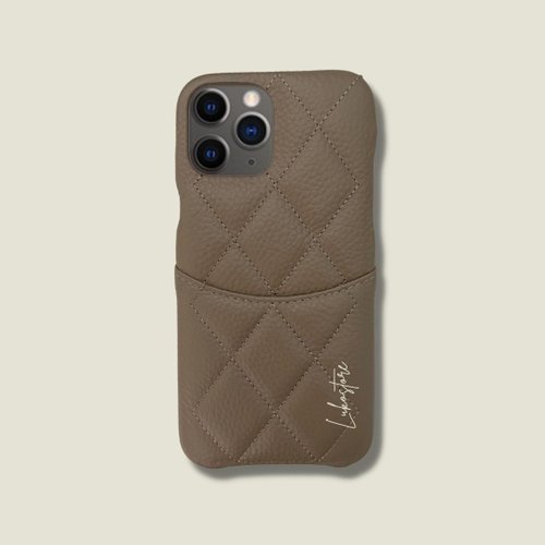 LUKO.Store iPhone CASE | 皮革客製化手機殼 | 經典荔枝皮菱格紋卡夾 真皮