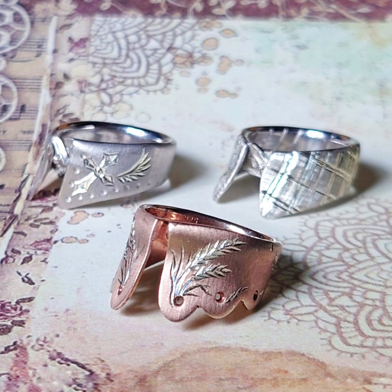 Handcrafted Engraving Collar Silver Ring - General Rings - Sterling Silver Silver