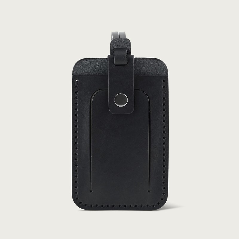 LINTZAN Luggage Tag / Leisure Card Holder-- Stone Black - Luggage Tags - Genuine Leather Black