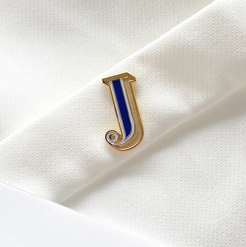 J / Joyful -琺瑯徽章卡－附信封 開學季 情人卡 萬用字母卡 - Badges & Pins - Enamel Gold