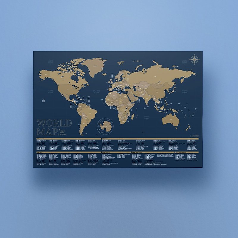World map poster - set off for the dream of traveling around the world - Posters - Paper Blue