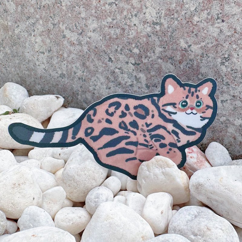 Leopard Cat Matte PVC Sticker Large Safety Hat Sticker Laptop Sticker Motorcycle Sticker Luggage Sticker - สติกเกอร์ - กระดาษ 