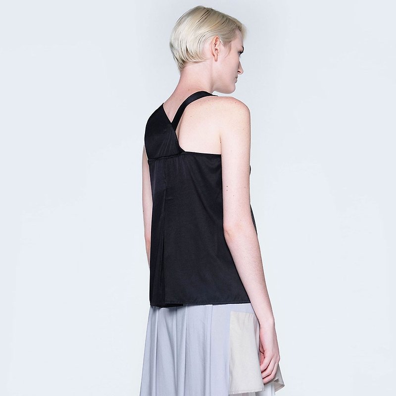 TIVRI ASYMMETRIC BACK TOP - CAVIER - Women's Vests - Polyester Black
