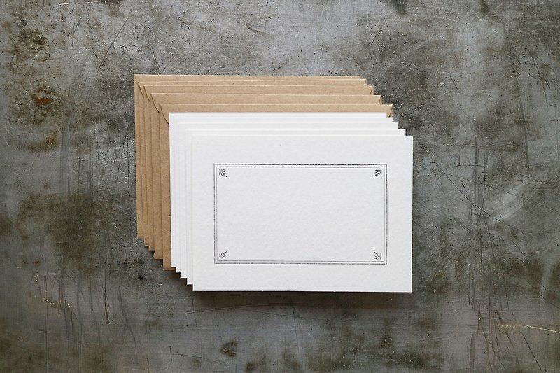 レタープレスショートテキストカード/ボーダー（5部入り） - カード・はがき - 紙 ホワイト
