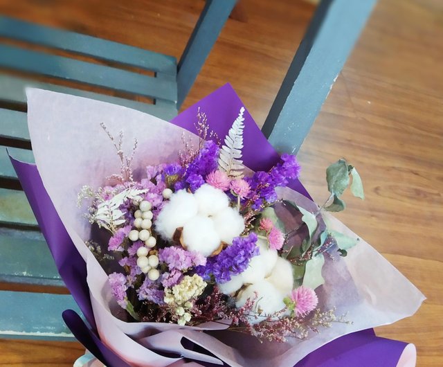 Fl108-01 Classic Dry Flower Bouquet-Romantic Purple - Shop  aliceflowerdesign Dried Flowers & Bouquets - Pinkoi