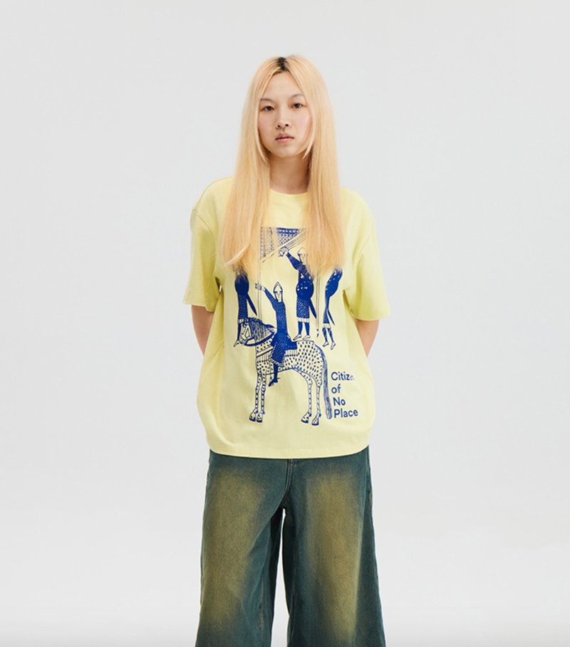 Soldier T-Shirt 小兵撞色T恤 復古美式高街短袖 無性別穿搭 - 帽T/大學T - 棉．麻 黃色