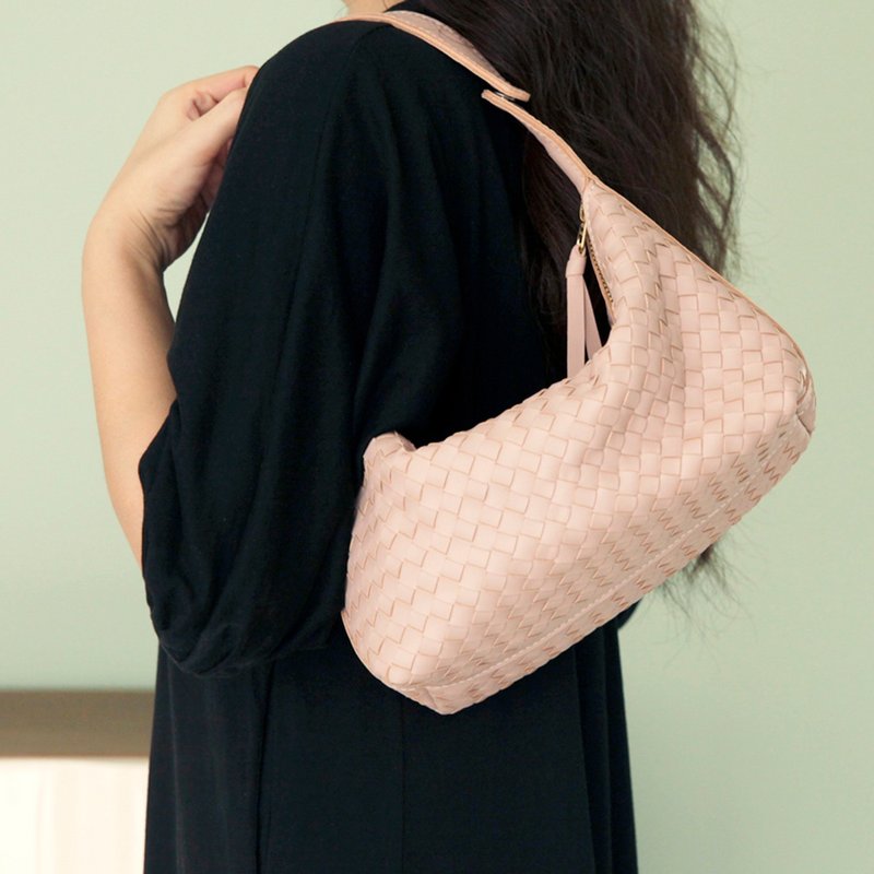 DIY woven material bag sheepskin underarm bag/shoulder bag/oblique backpack/handbag - เครื่องหนัง - หนังแท้ 