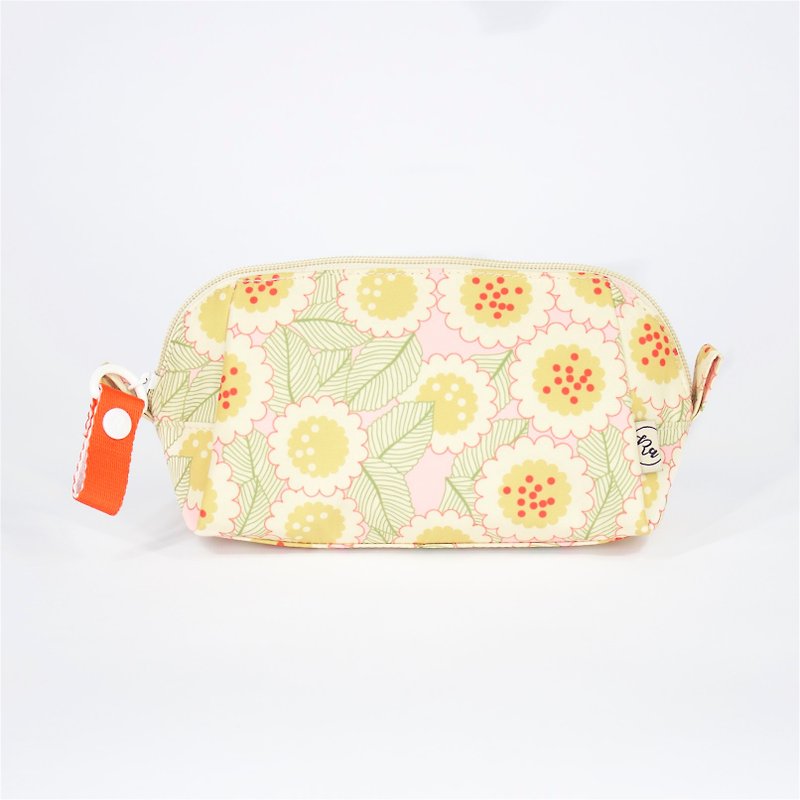 Ra Eco-friendly Super Light Waterproof Floral Cosmetic Pouch (Pink Gerbera) - Toiletry Bags & Pouches - Polyester Pink