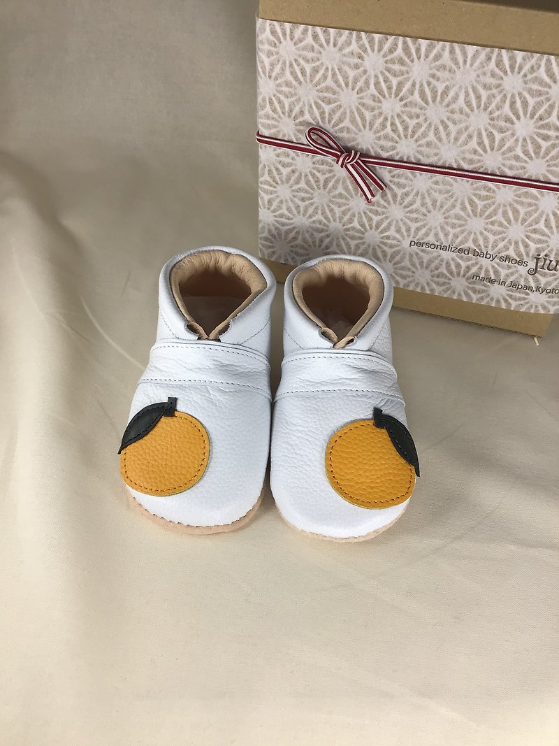 Personalized baby shoes  First shoes  Yuzu 11cm 12.5cm 13.5cm 15cm - รองเท้าเด็ก - หนังแท้ ขาว