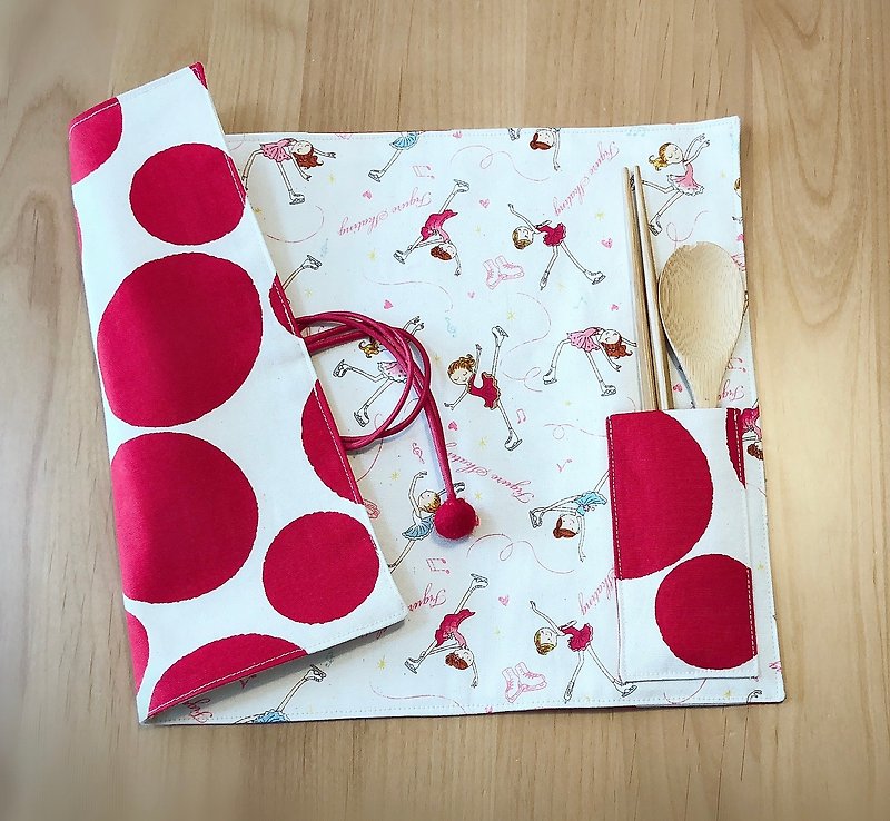 2019 new handmade rope placemat - little girl ballet - with cutlery storage bag - ผ้ารองโต๊ะ/ของตกแต่ง - ผ้าฝ้าย/ผ้าลินิน สีแดง