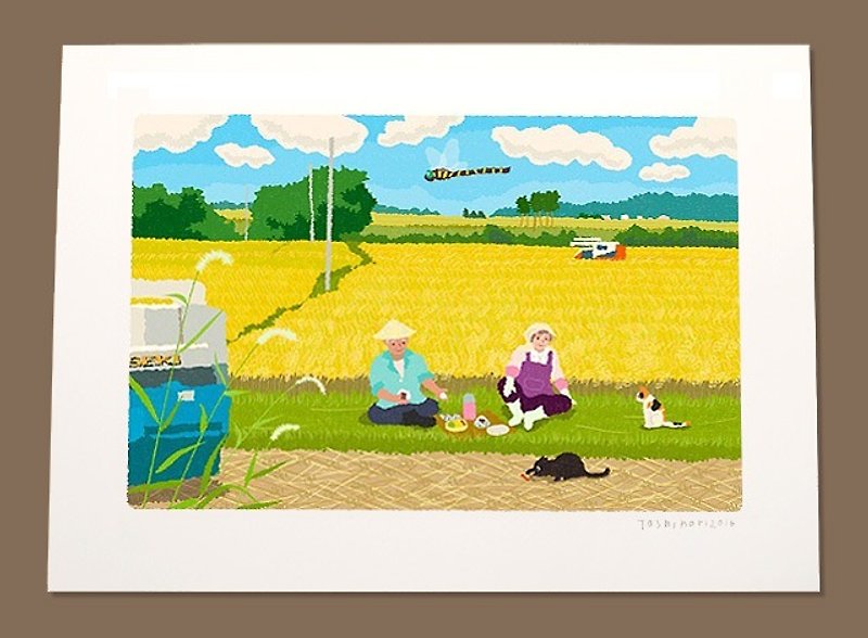 A3 Illustration sheet Lunch break at harvesting - โปสเตอร์ - กระดาษ สีเหลือง