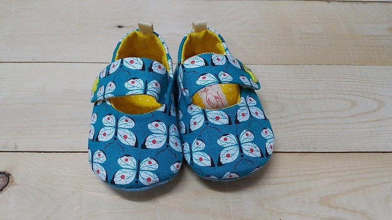 蝶ファンタジー赤ん坊の幼児の靴（12センチメートル）[S160202] - キッズシューズ - コットン・麻 ブルー