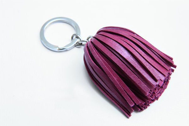KAKU皮革設計 皮革流蘇鑰匙圈 紫色 - 鑰匙圈/鑰匙包 - 真皮 紫色