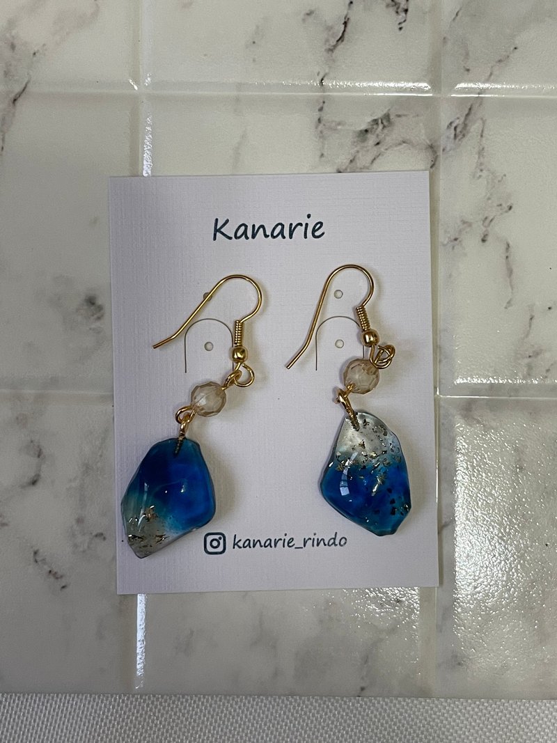 星空系列 寶石藍耳環 耳勾/耳夾 - 耳環/耳夾/耳骨夾 - 樹脂 藍色