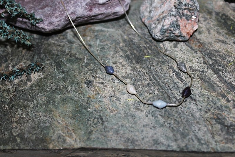Five Stone Short Chain - Powder Blue - Necklaces - Pottery Blue