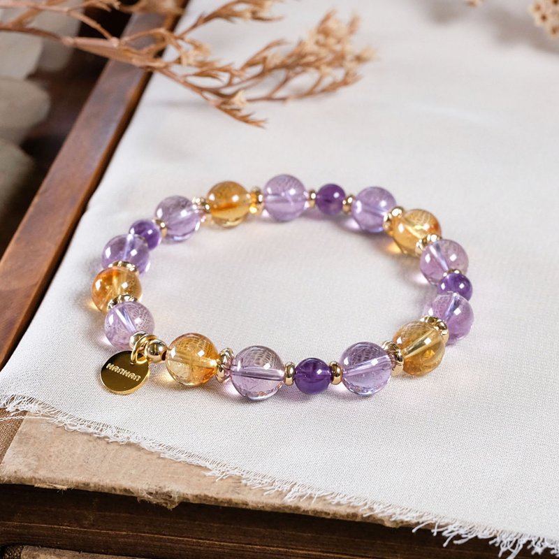 Amethyst Citrine Bracelet Natural Mineral Crystal - สร้อยข้อมือ - คริสตัล สีม่วง