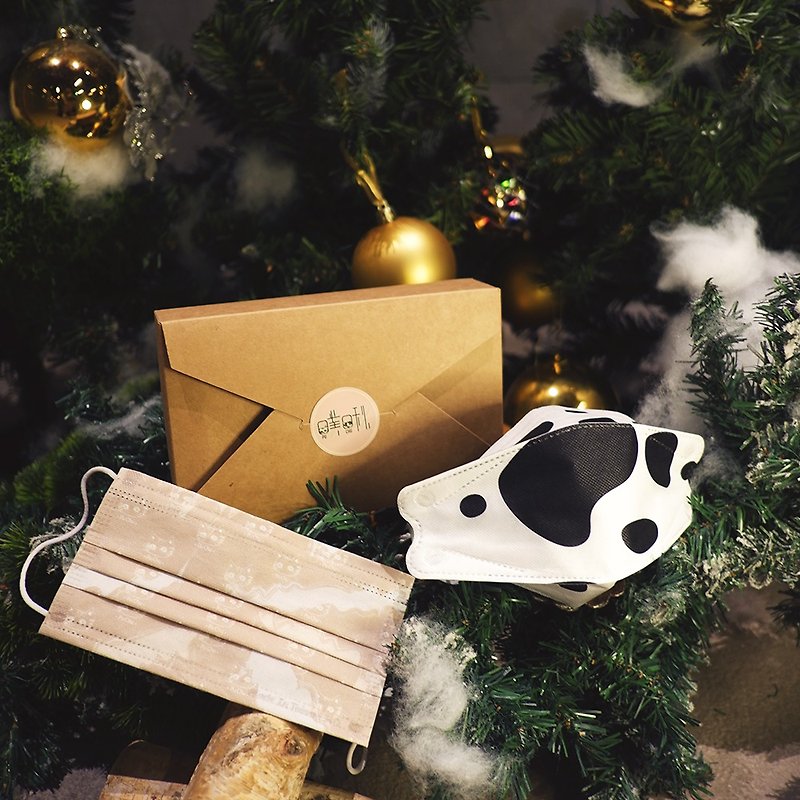 [2023 Christmas Gift Box] Comprehensive mask 8 pieces and environmentally friendly A4 Tweet canvas bag - หน้ากาก - ผ้าฝ้าย/ผ้าลินิน 