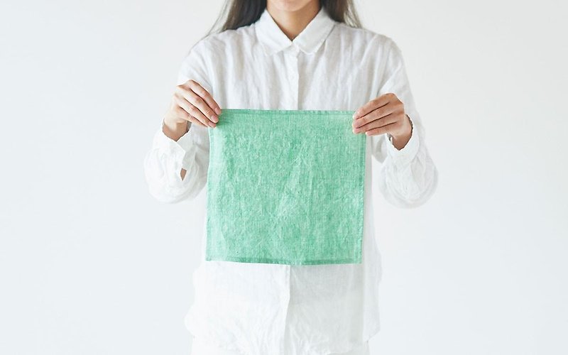 Chambray linen mini cloth (solid color / green) - ที่รองแก้ว - ผ้าฝ้าย/ผ้าลินิน สีเขียว