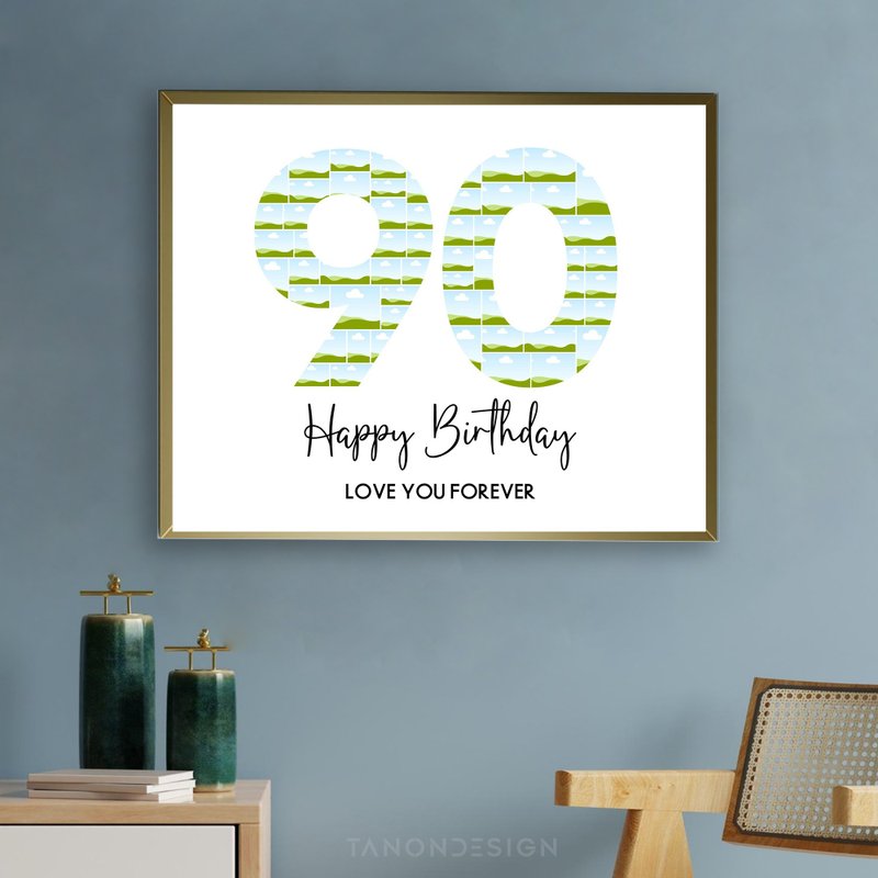 Number Photo collage Editable Canva Template, Anniversary Gift, Birthday Gift - 圖文模板設計 - 其他材質 