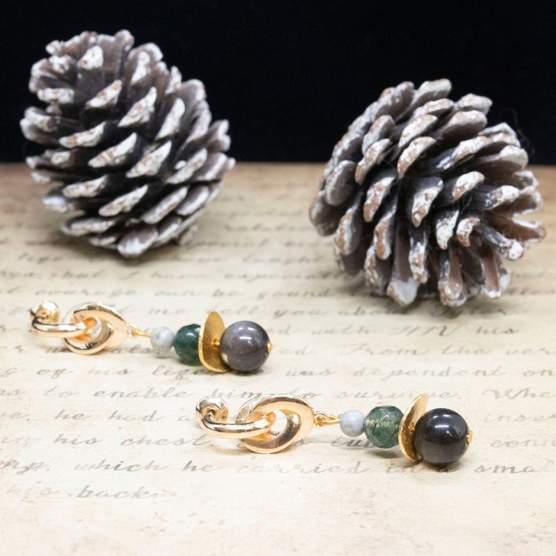 【頑石/Playful Stone】舒緩焦慮情緒水晶耳環 | 銀曜石 地圖石 - 耳環/耳夾/耳骨夾 - 水晶 