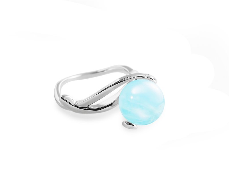 March Birthstone Aquamarine Ring, Blue Stone Wedding Ring, Silver Promise Ring - แหวนทั่วไป - เงินแท้ สีน้ำเงิน